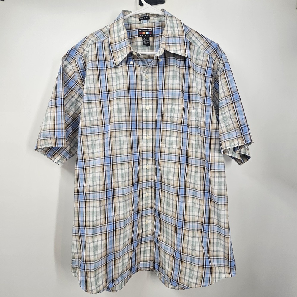 Alexander Julian Colours Men's Size XL Short Sleeve Button Down Shirt